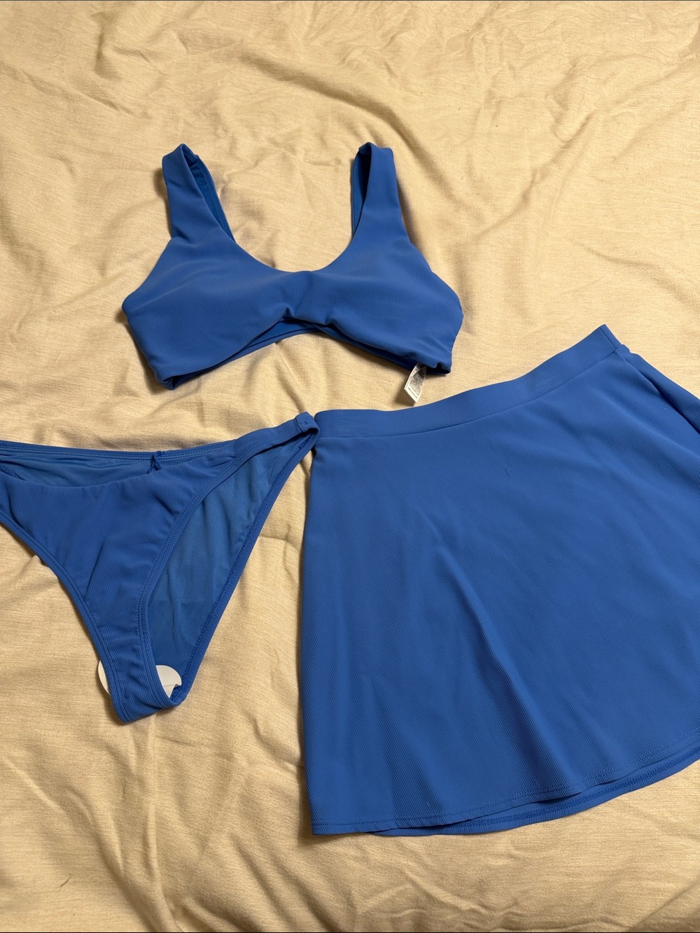 Women’s 3-Piece Royal Blue Swim Set — Top, Bikini Bottom & Swim Skirt